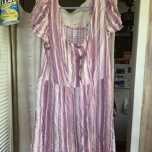 NWT PURPLE STRIPED BUTTON UP DRESS (2 for $20 dresses)